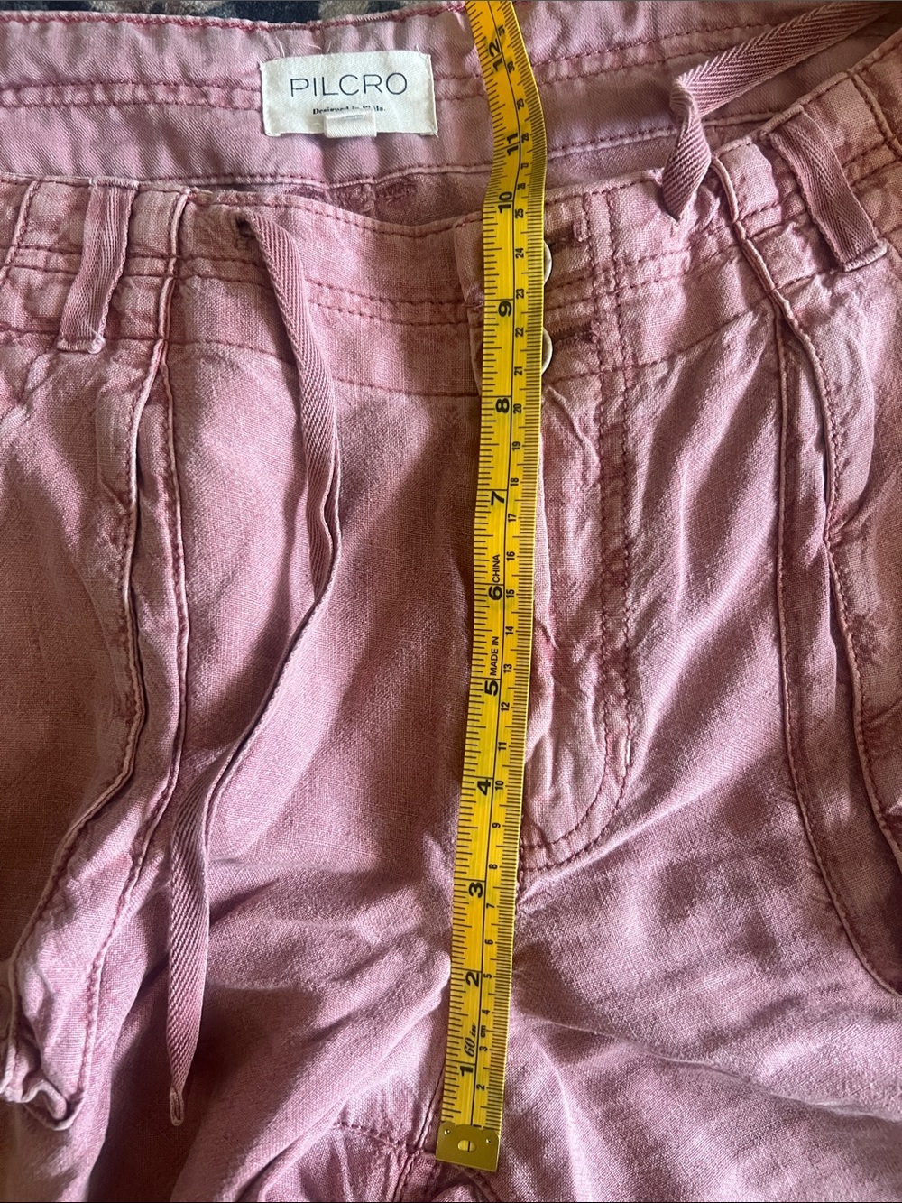 Pilcro/Anthropologie linen blend Rose Pink Denim Pants with - Picture 11 of 13